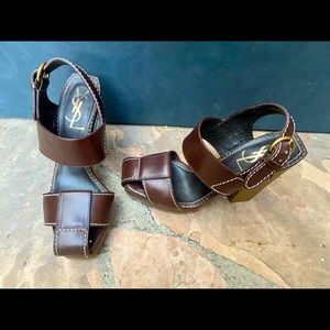 SOLD YSL Yves Saint Laurent brown leather Sandals size 36.5